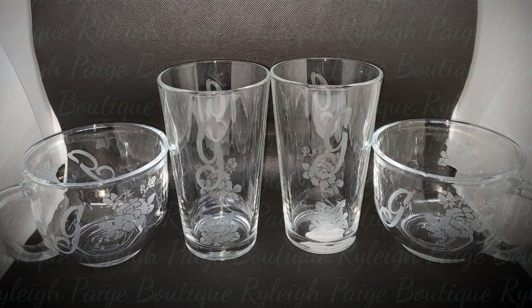 Etched glass set | Ryleigh Paige Boutique